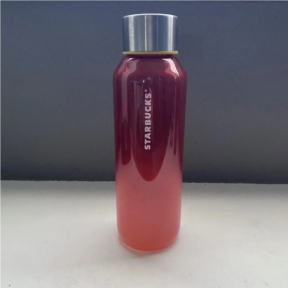 Starbucks 2022 red/pink ombre glass water bottle 20oz Great condition - Picture 1 of 7